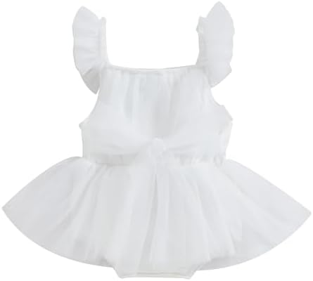 Тюлевое платье VISGOGO для маленьких девочек, комбинезон без рукавов, плиссированный боди с узлом спереди, сетчатая одежда принцессы для новорожденных VISGOGO