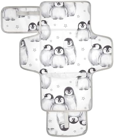 Портативный пеленальный коврик с милыми пингвинами для пеленания, коврик для пеленания, складной дорожный коврик для подгузников для новорожденных девочек и мальчиков RunningBear