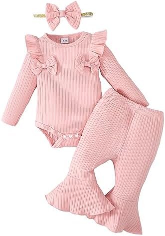 Mioglrie Одежда для новорожденных девочек, комбинезон и штаны, комплект с цветочным принтом, хлопковая детская одежда для девочек Mioglrie