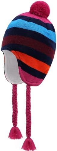 Otoyzy Winter Peruvian Hat Earflap Fleece Lined Pompon Knit Hat Beanie for 3-10T Baby Girls Otoyzy