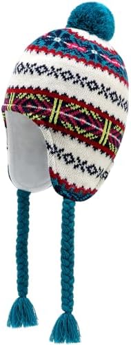 Otoyzy Winter Peruvian Hat Earflap Fleece Lined Pompon Knit Hat Beanie for 3-10T Baby Girls Otoyzy