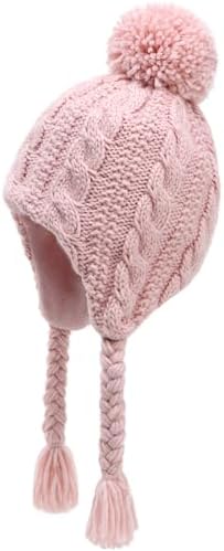 Otoyzy Winter Peruvian Hat Earflap Fleece Lined Pompon Knit Hat Beanie for 3-10T Baby Girls Otoyzy