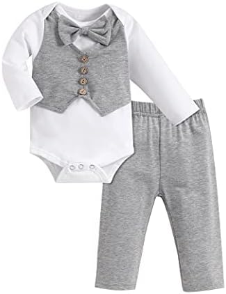 Одежда для новорожденных мальчиков, одежда для джентльменов, комбинезон с длинными рукавами и галстуком-бабочкой, костюм-смокинг Crazyme