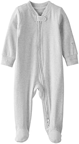 little planet by carter's Unisex Baby Organic Cotton 2-way Zip Sleep & Play Footies, Heather Grey, 6 Months US Little Planet by Carter's