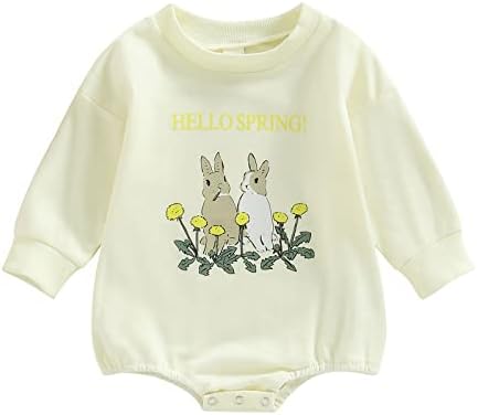 Kayotuas, пасхальный наряд для новорожденных девочек, комбинезон с вышивкой «Нечеткий кролик», свитер большого размера, боди, милая одежда с длинными рукавами Kayotuas