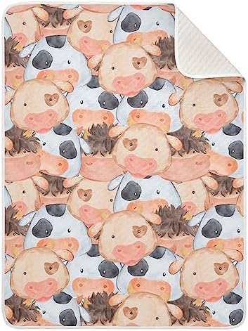 KICPOAY Swaddle Blanket for Funny Cow and Pig Baby Receiving Blanket Muslin Baby Swaddles Soft Cotton Breathable Nursery Blankets for Unisex Boys and Girls 30x40 Inch KICPOAY