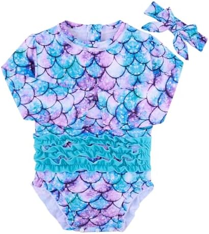 ADUKIDE Купальник для маленьких девочек с оборками и длинными рукавами, купальник с молнией UPF 50+, цельная пляжная одежда, размер 3-24 месяца ADUKIDE