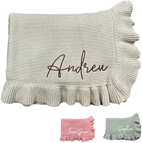 HuitzilAM Knit Baby Blanket – 30x40in Personalized Baby Blanket for Newborn Girl and Boy – Custom Blanket with Name Embroidery – Soft Knitted Baby Blanket – Custom Baby Gifts for Baby Shower (Pink) HuitzilAM