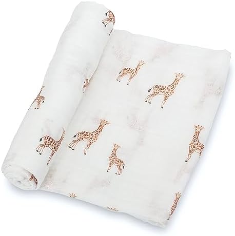 LollyBanks Baby Muslin Swaddle Blanket | 100% Cotton | Extra-Large 47 x 47 inches | Lightweight, Breathable, and Featuring Charming Giraffe Prints LollyBanks