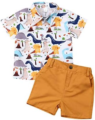 Одежда для маленьких мальчиков в вестерне, рубашка на пуговицах с короткими рукавами и кокосовой пальмой, топы + гавайские деревенские шорты, летние наряды BOIZONTY