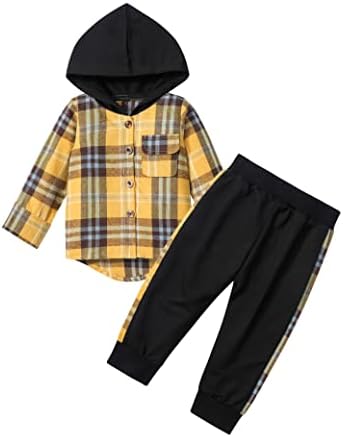 DONWEN/одежда для маленьких мальчиков, клетчатая лоскутная толстовка с длинными рукавами, топ + штаны, комплект из 2 предметов, осенне-зимний комплект одежды DONWEN