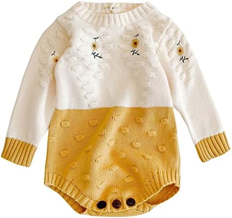 Свитер для новорожденных девочек, комбинезон для малышей, вязаный комбинезон с длинными рукавами, свитер, комбинезон, осенне-зимний наряд OBEEII