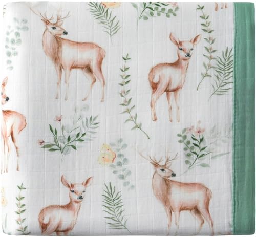 Little Jump Breathable and Lightweight Muslin Baby Quilt Toddler Blanket, 47" x 47" Deer Baby Blankets for Boys and Girls (Deer) Little Jump