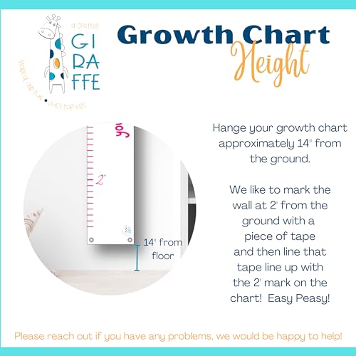 ASpottedGiraffe Таблица роста для детей Таблица измерения роста, съемная таблица (голубая) Z-12