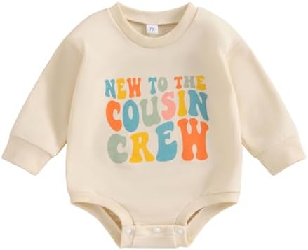 Новинка для Cousin Crew Onesie для маленьких мальчиков и девочек, комбинезон с пузырьками, свитшот, боди большого размера с длинными рукавами, осенняя одежда Chloefairy