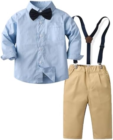 HZXVic/джентльменская одежда для маленьких мальчиков, костюмы, официальная одежда для маленьких мальчиков, детская классическая рубашка + галстук-бабочка + комплект брюк HZXVic
