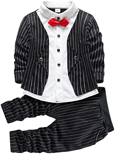 HZXVic/джентльменская одежда для маленьких мальчиков, костюмы, официальная одежда для маленьких мальчиков, детская классическая рубашка + галстук-бабочка + комплект брюк HZXVic