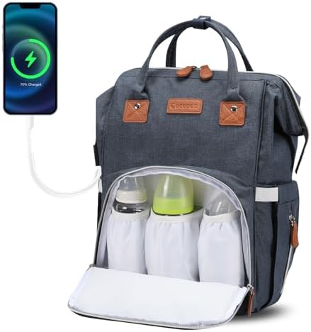 Сумка для подгузников Cocosen, двухслойный рюкзак с переключением, дорожный рюкзак для малышей, большая многофункциональная водонепроницаемая сумка для подгузников, сумка для пеленания для мальчиков и девочек, серая Cocosen