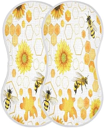 Kigai Honey Bees Детские салфетки для отрыжки Очень мягкие и впитывающие тряпки для отрыжки Хлопковая одежда для отрыжки Детские мочалки для новорожденных мальчиков и девочек — 4 шт. Kigai
