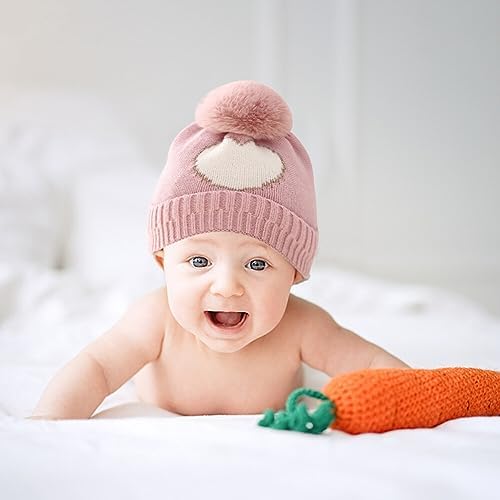Детские зимние шапки для детей 0-12 месяцев, милые и мягкие зимние теплые детские вязаные шапки с принтом «сердечки» для холодной погоды, красные EUBUY