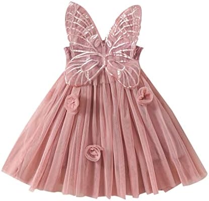 Платье-бабочка для маленьких девочек, тюлевая пачка без рукавов с крыльями феи, многослойные платья принцессы с оборками на день рождения Rarjuiey