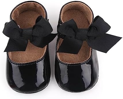 TANDEFLY Infant Baby Girls Mary Jane Shoes Non-Slip Rubber Sole Ballet Slippers Princess Dress Wedding Shoes Newborn Crib Shoes TANDEFLY