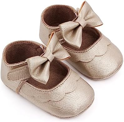 TANDEFLY Infant Baby Girls Mary Jane Shoes Non-Slip Rubber Sole Ballet Slippers Princess Dress Wedding Shoes Newborn Crib Shoes TANDEFLY