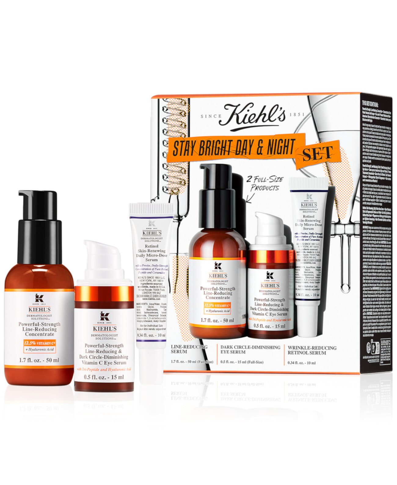 3 шт. Набор для ухода за кожей «День и ночь» Stay Bright Kiehl's Since 1851