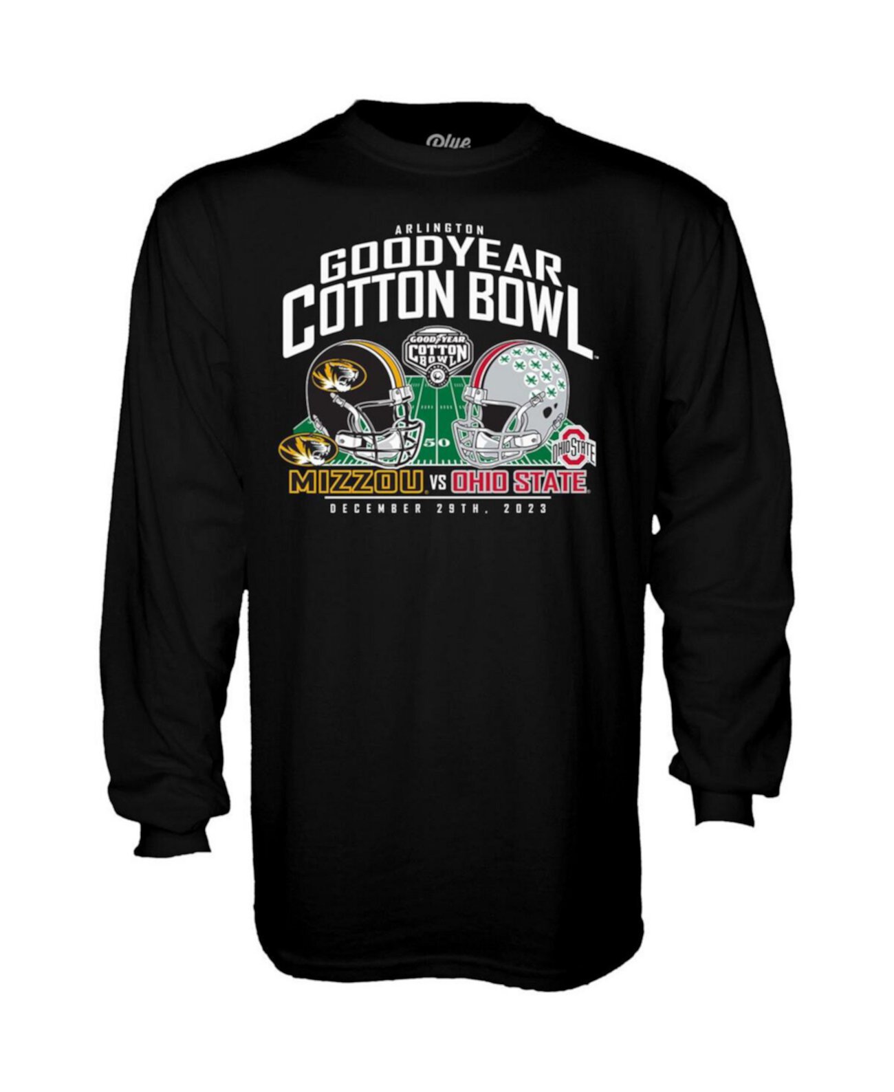 Мужская Джерси Blue 84 Missouri Tigers против Ohio State Buckeyes 2023 Cotton Bowl Matchup с длинным рукавом Blue 84