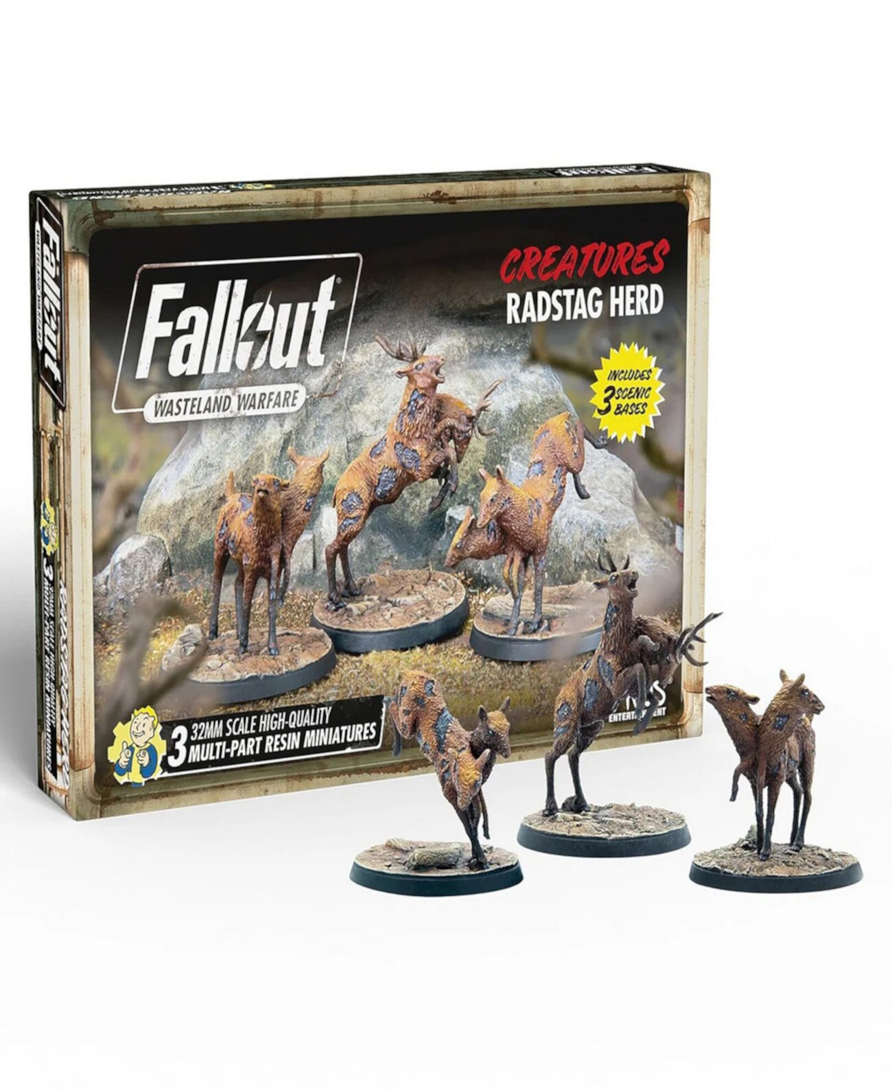 Fallout Wasteland Warfare Creatures Radstag Herd 3 фигурки Modiphius