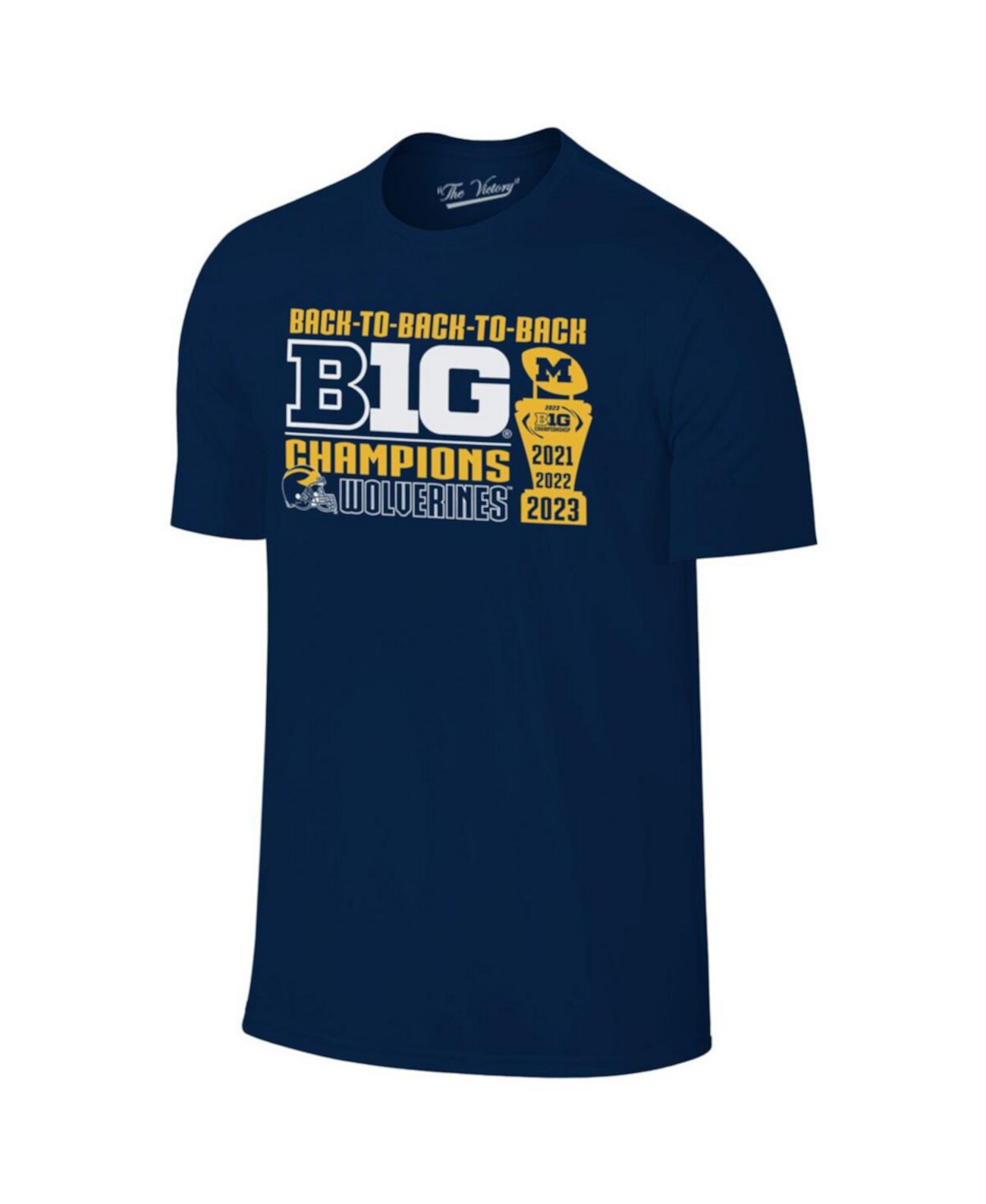 Мужская темно-синяя футболка Michigan Wolverines Back-to-Back-to-Back с чемпионами конференции Big Ten Conference Champions Original Retro Brand