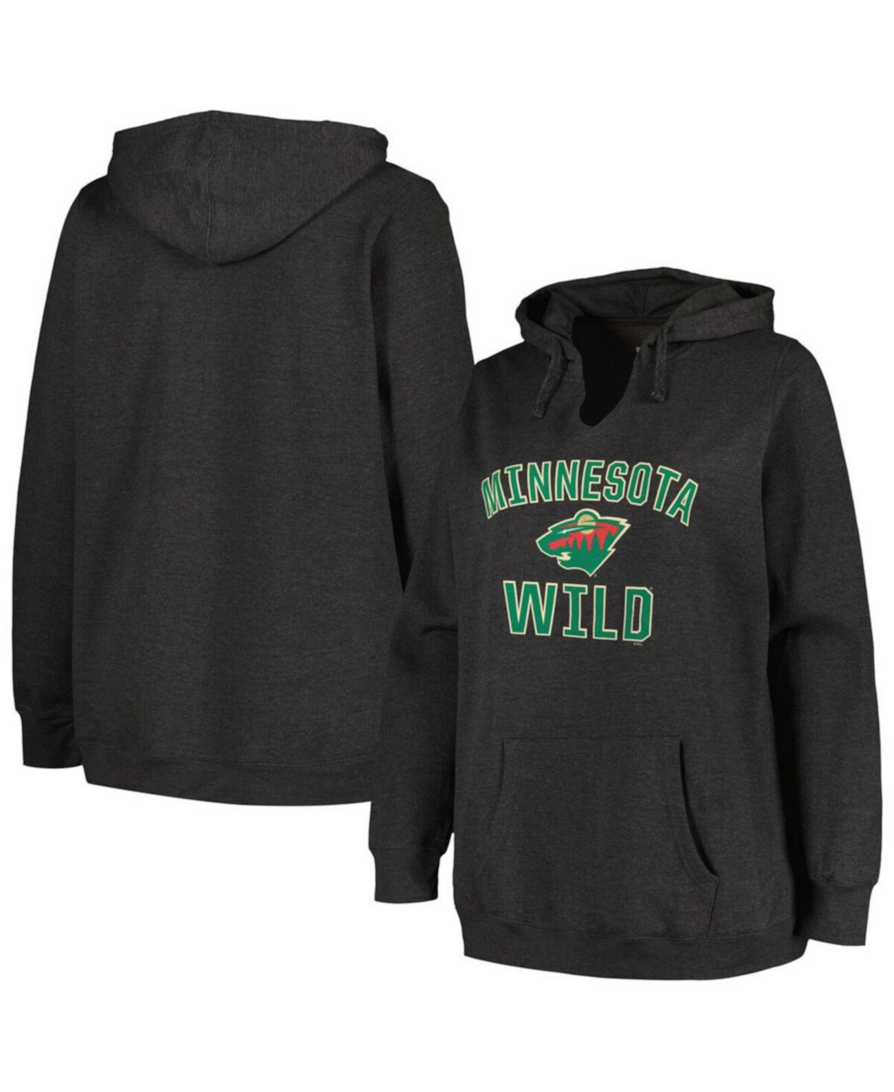 Женский пуловер с капюшоном цвета Хизер Миннесота Уайлд размера плюс с логотипом и аркой Profile