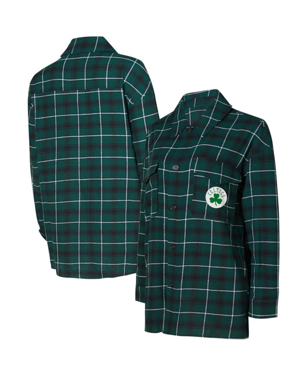 Женская ночная рубашка на пуговицах Hunter Green, Black Boston Celtics Boyfriend College Concepts