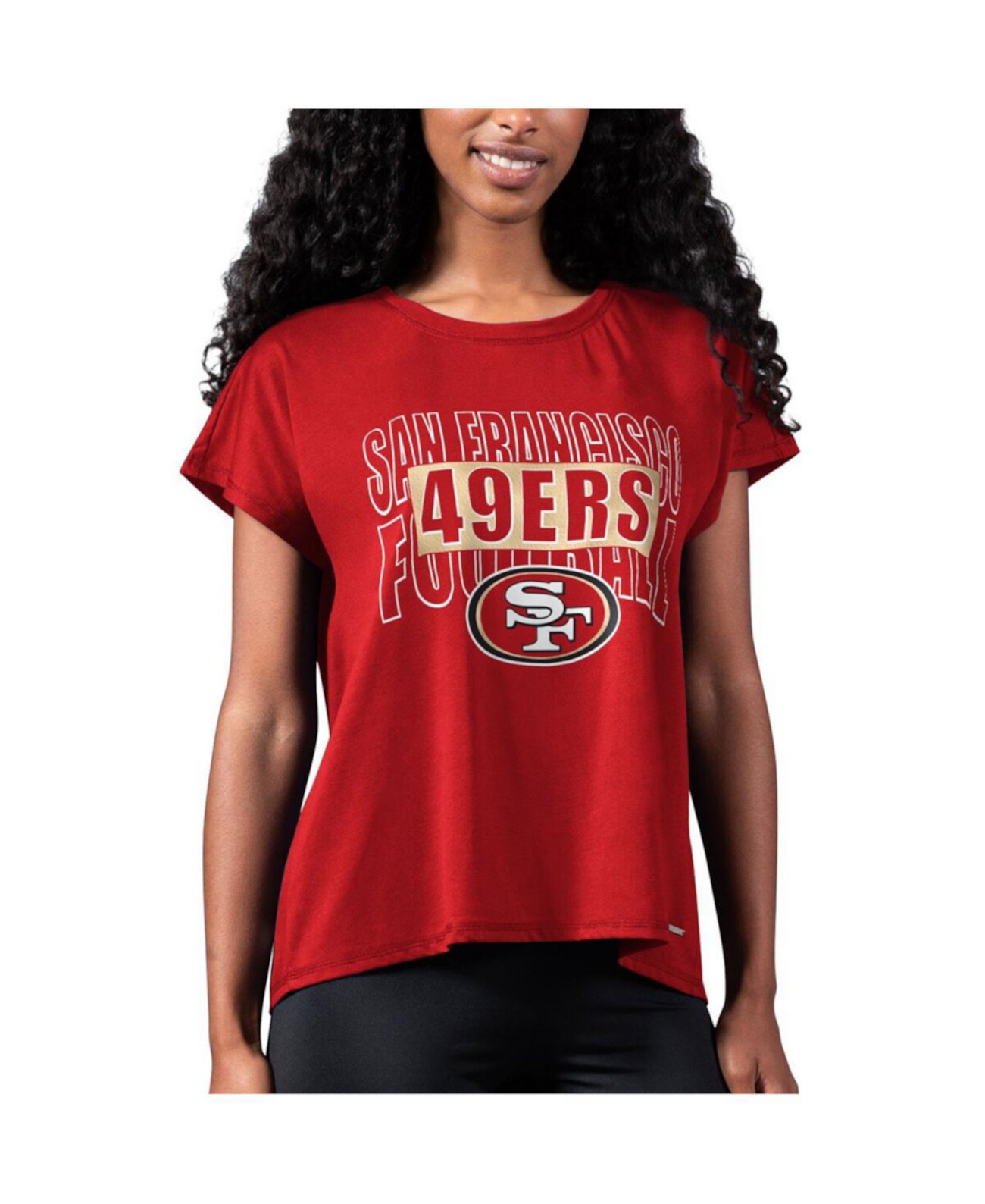 Красная женская футболка San Francisco 49ers Abigail с разрезом сзади MSX by Michael Strahan