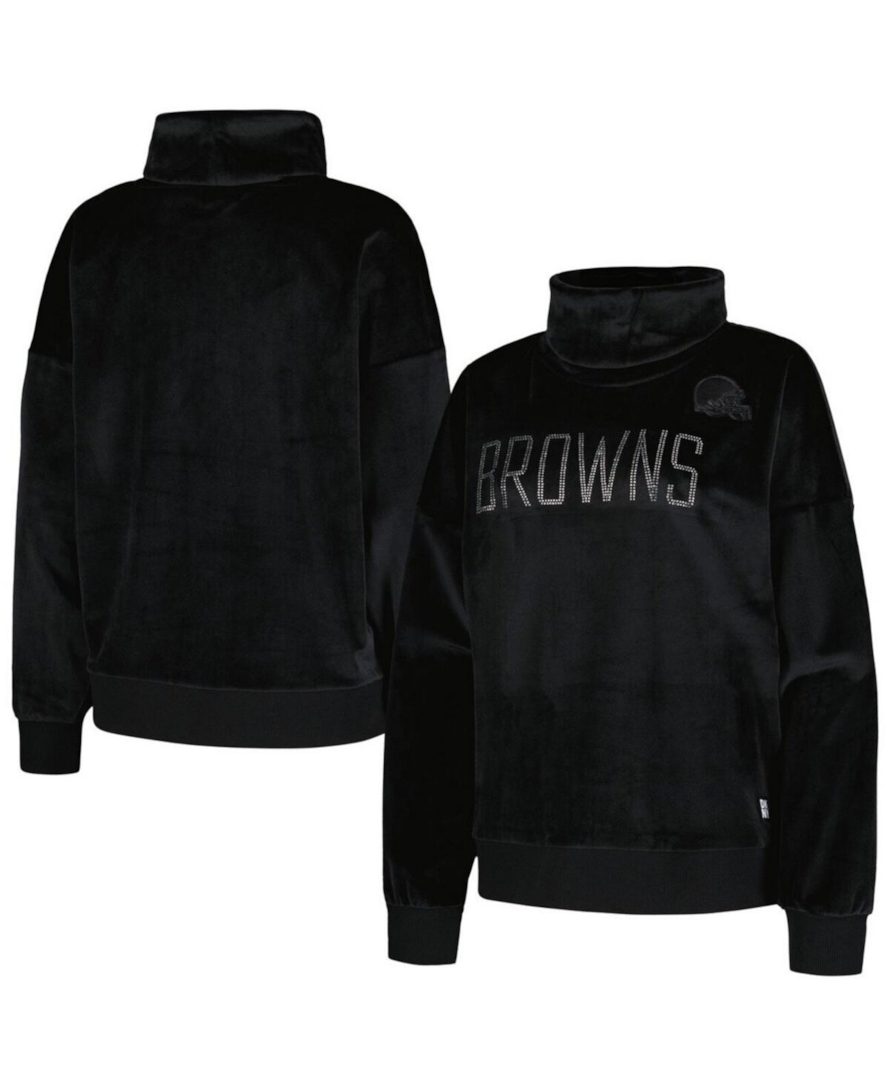 Черный женский пуловер Cleveland Browns Deliliah со стразами и воротником-воронкой DKNY