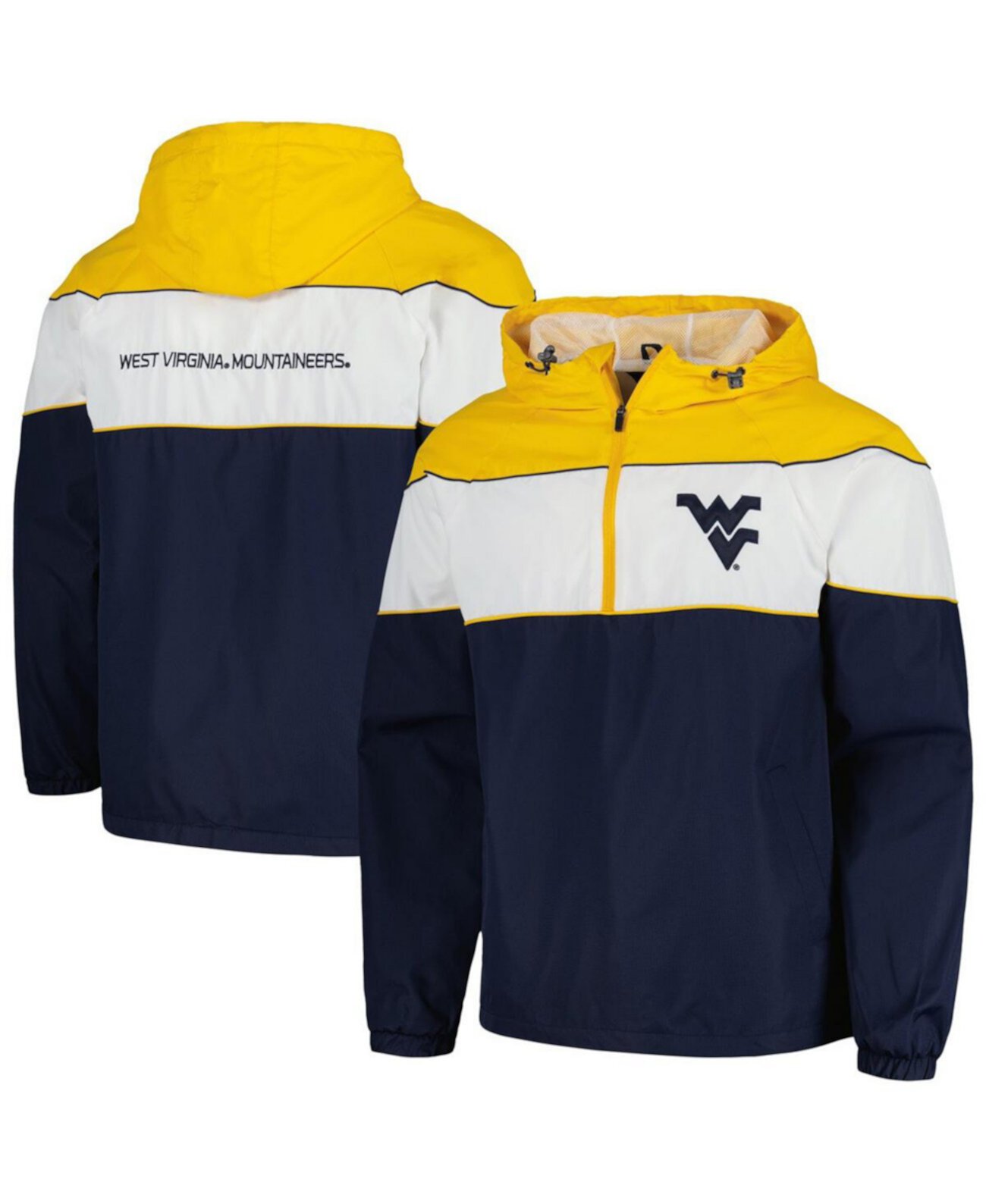 Мужская темно-синяя худи с капюшоном West Virginia Mountaineers, полузип-реглан G-III Sports