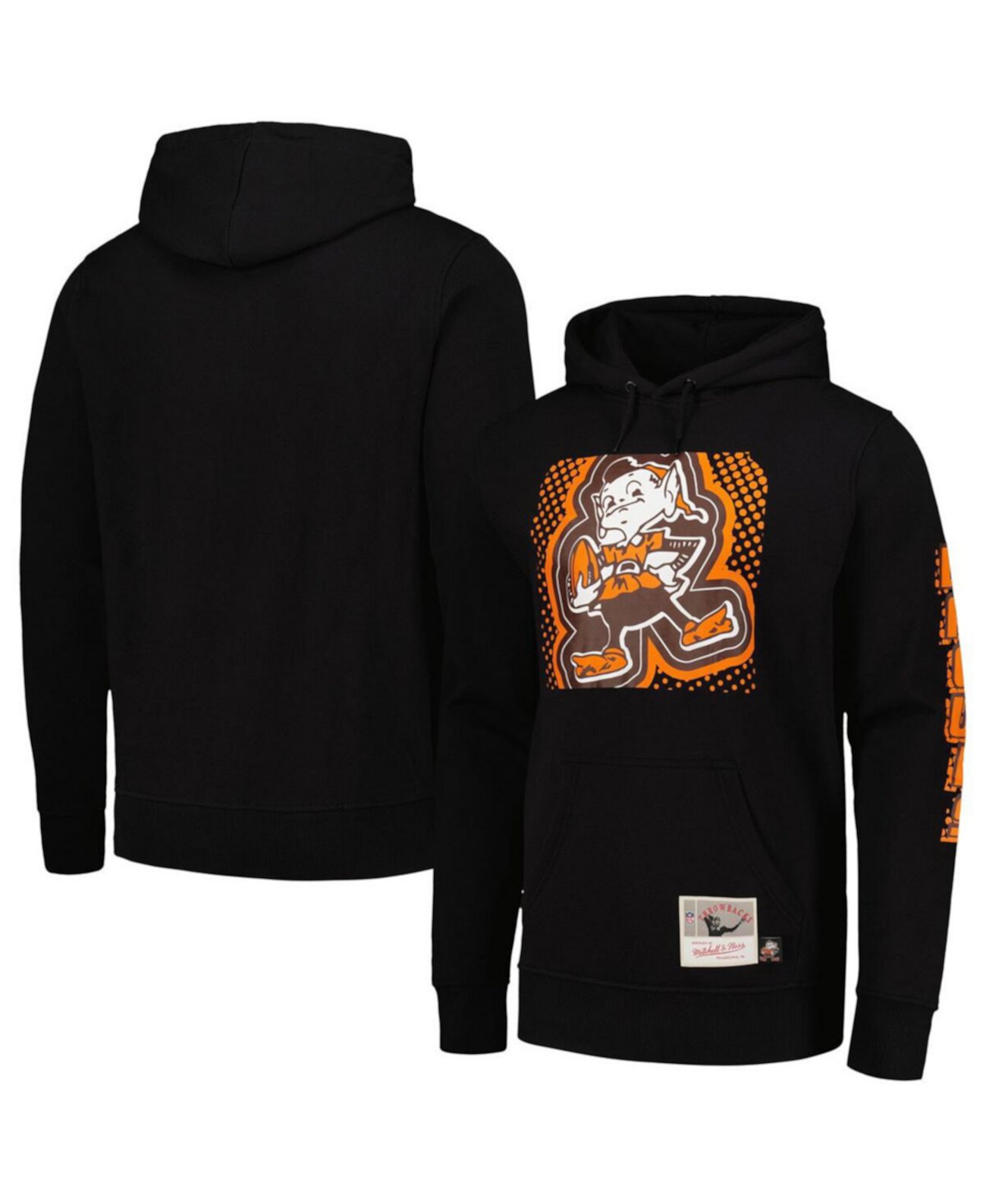 Мужской черный пуловер с капюшоном Cleveland Browns Gridiron Classics Big Face 7.0 Mitchell & Ness