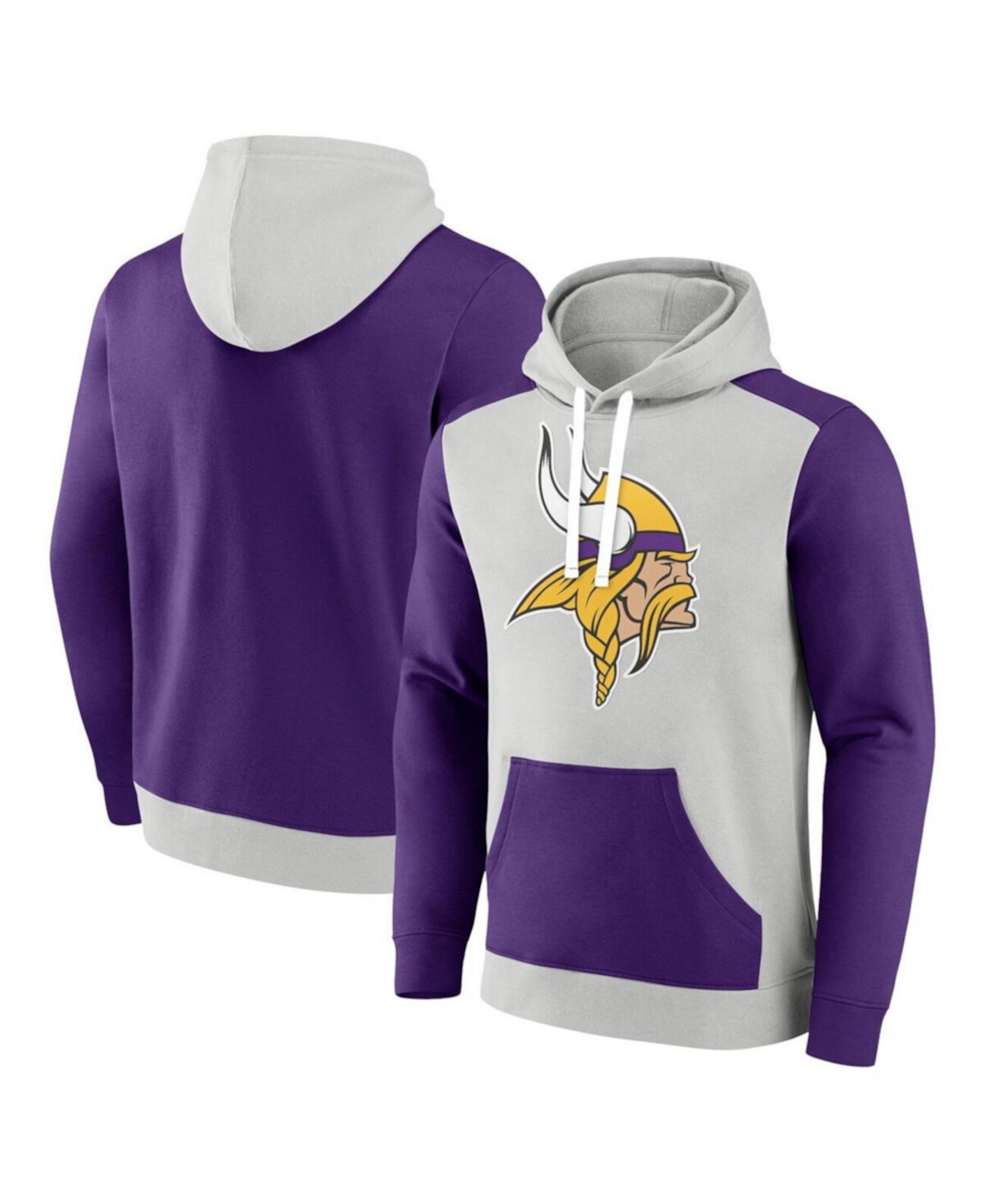 Мужской флисовый пуловер с капюшоном Minnesota Vikings Big and Tall Team серебристого и фиолетового цвета Fanatics