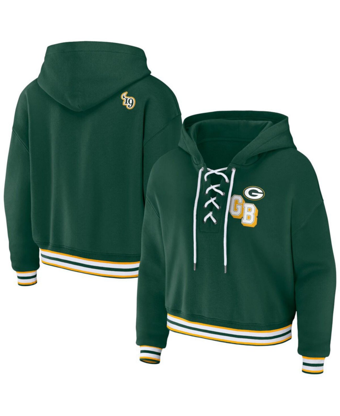 Женский зеленый пуловер с капюшоном Green Bay Packers на шнуровке WEAR by Erin Andrews