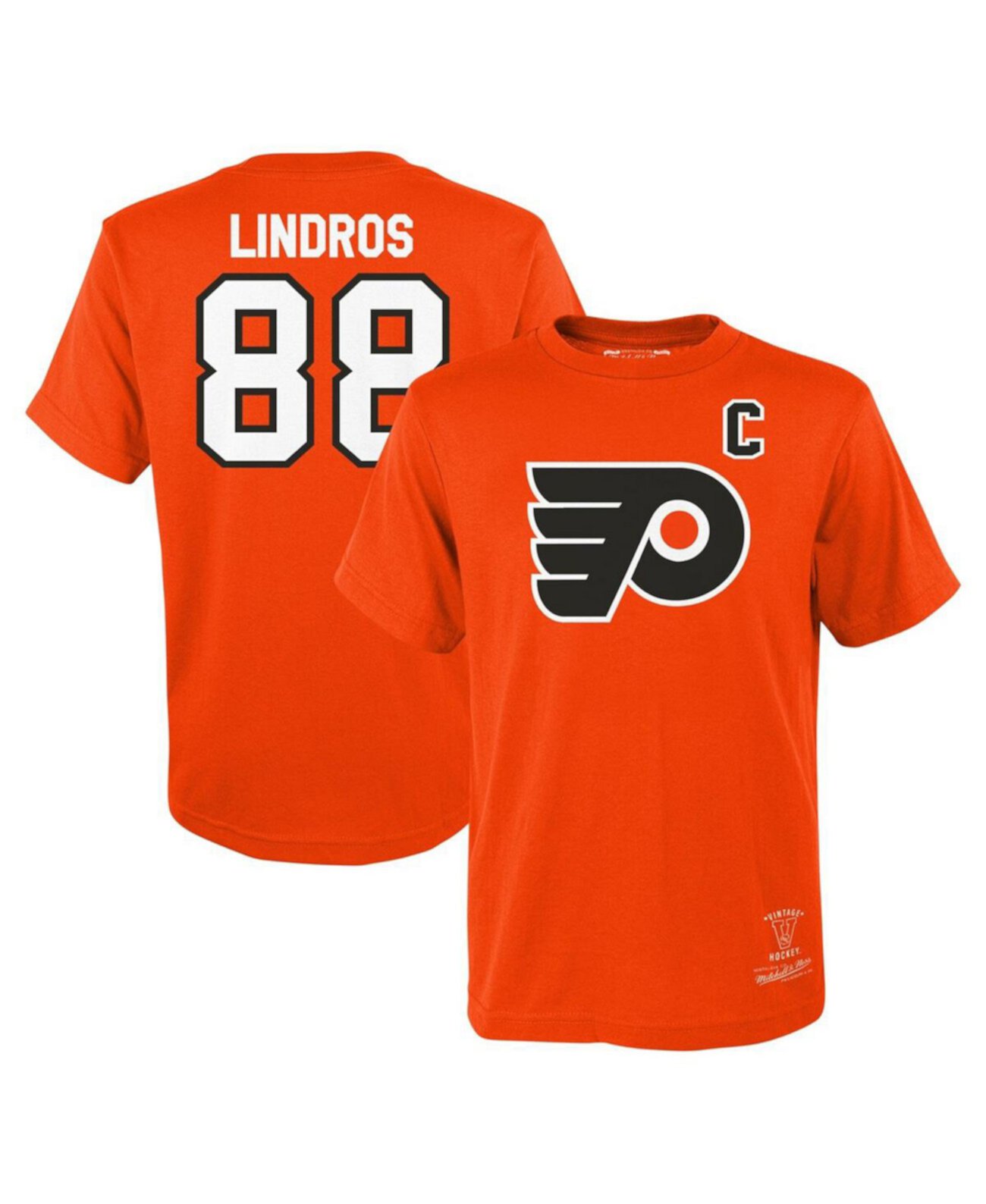 Детская футболка оранжевая с графическим принтом Philadelphia Flyers Eric Lindros Mitchell & Ness