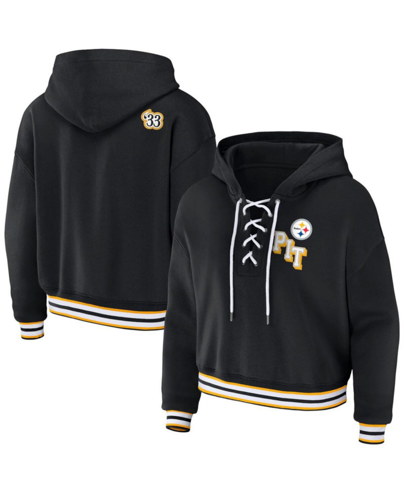 Женский черный пуловер с капюшоном на шнуровке Pittsburgh Steelers WEAR by Erin Andrews