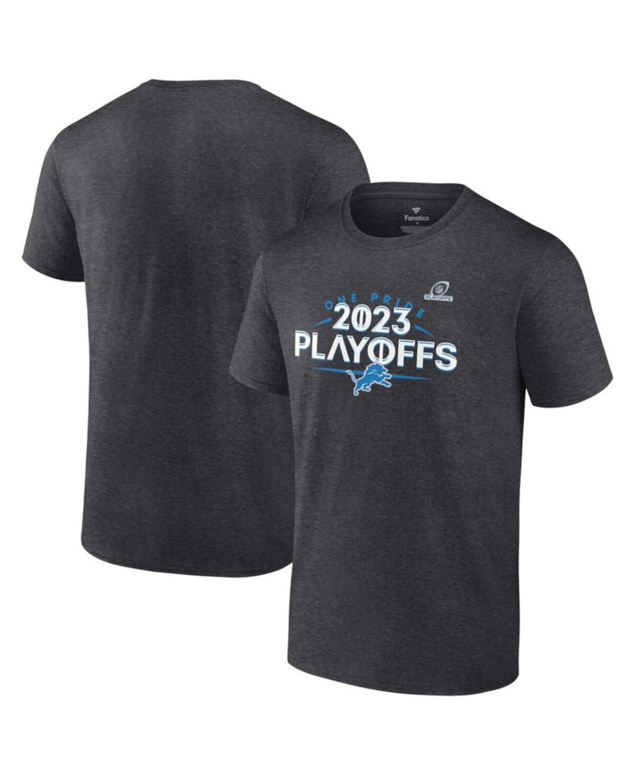 Мужская темно-серая футболка Detroit Lions 2023 NFL Playoffs Big and Tall Fanatics