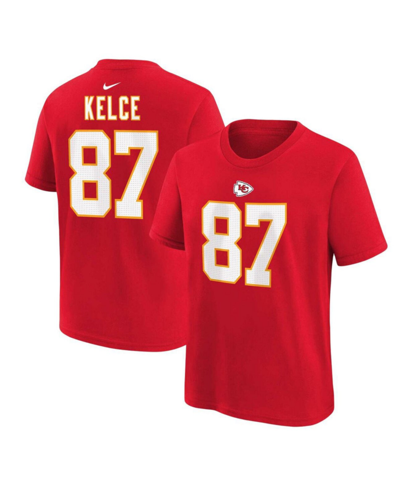 Красная футболка Little Boys and Girls Travis Kelce Kansas City Chiefs с именем и номером игрока Nike