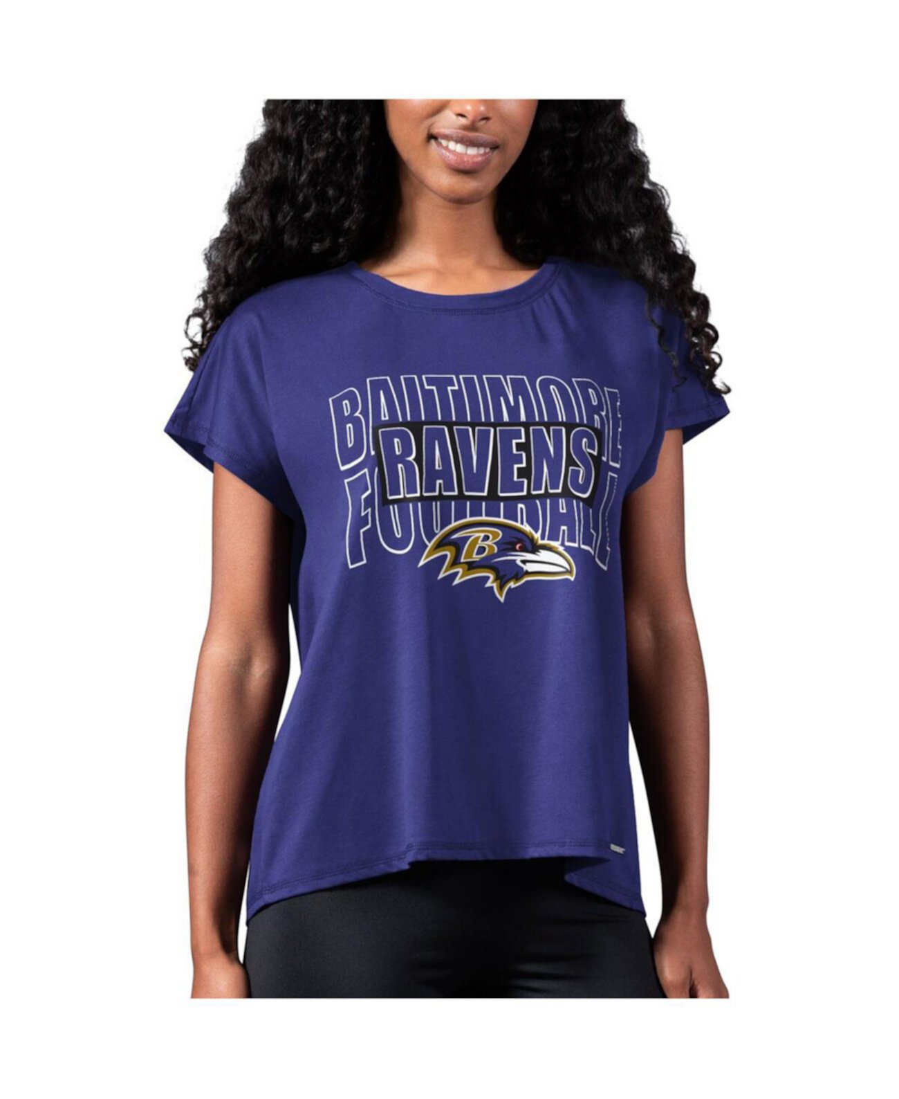 Женская фиолетовая футболка с разрезом сзади Baltimore Ravens Abigail MSX by Michael Strahan