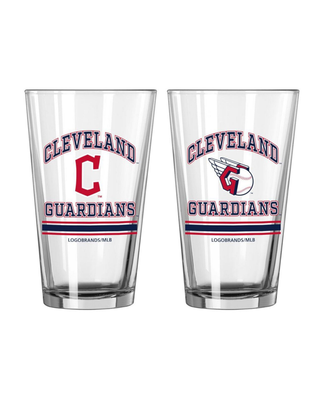Cleveland Guardians, упаковка из двух стаканов, 16 унций, пинта Logo Brand