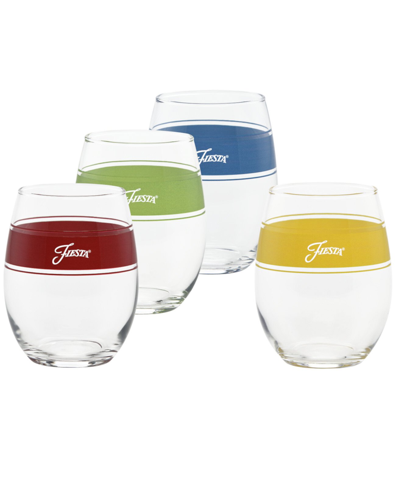 Bright Frame 15 Ounce Stemless Wine Glass, Set of 4 FIESTA