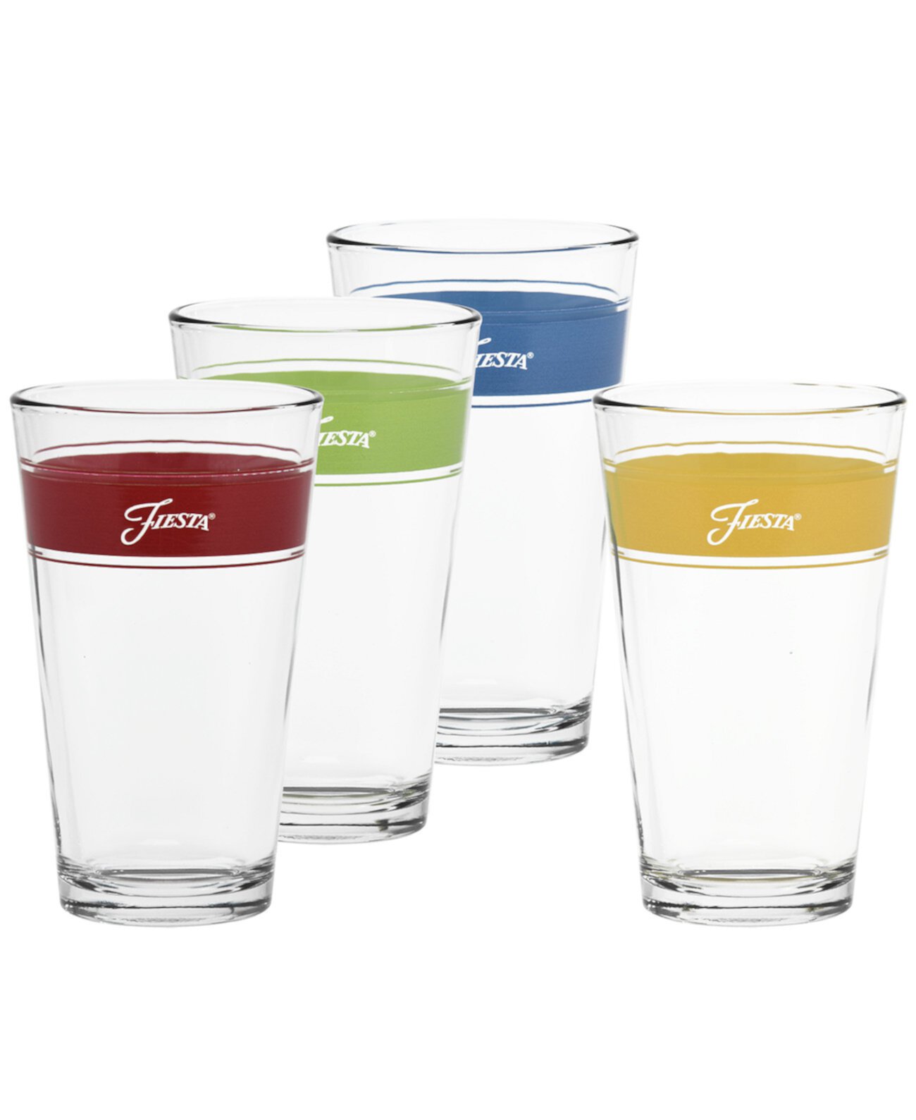 Bright Frame 16 Ounce Tapered Cooler Glass, Set of 4 FIESTA