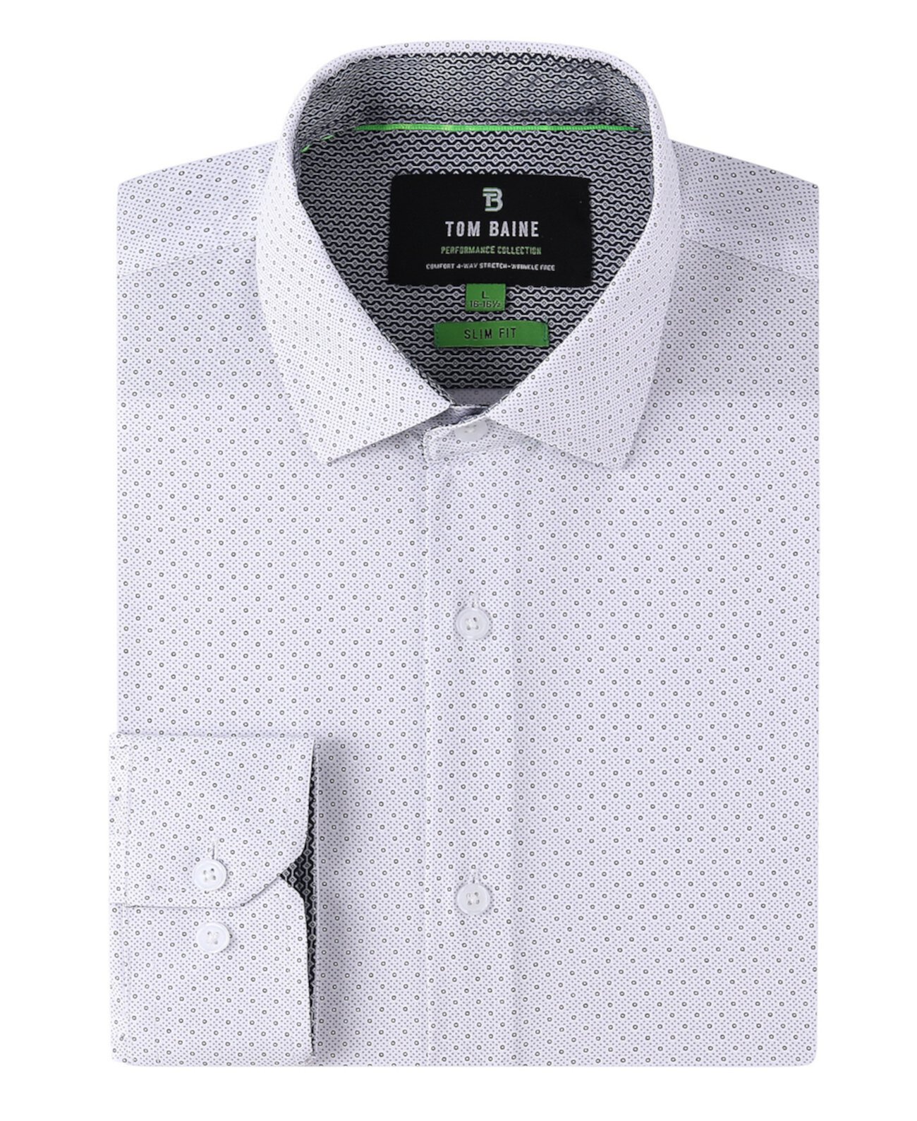 Мужская эластичная классическая рубашка на пуговицах с геометрическим рисунком Tom Baine