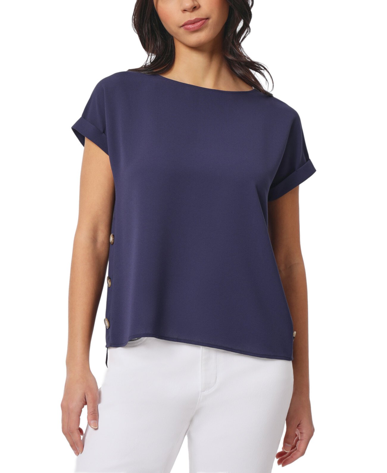 Women's Short-Sleeve Button-Detail Top, Regular & Petite Jones New York