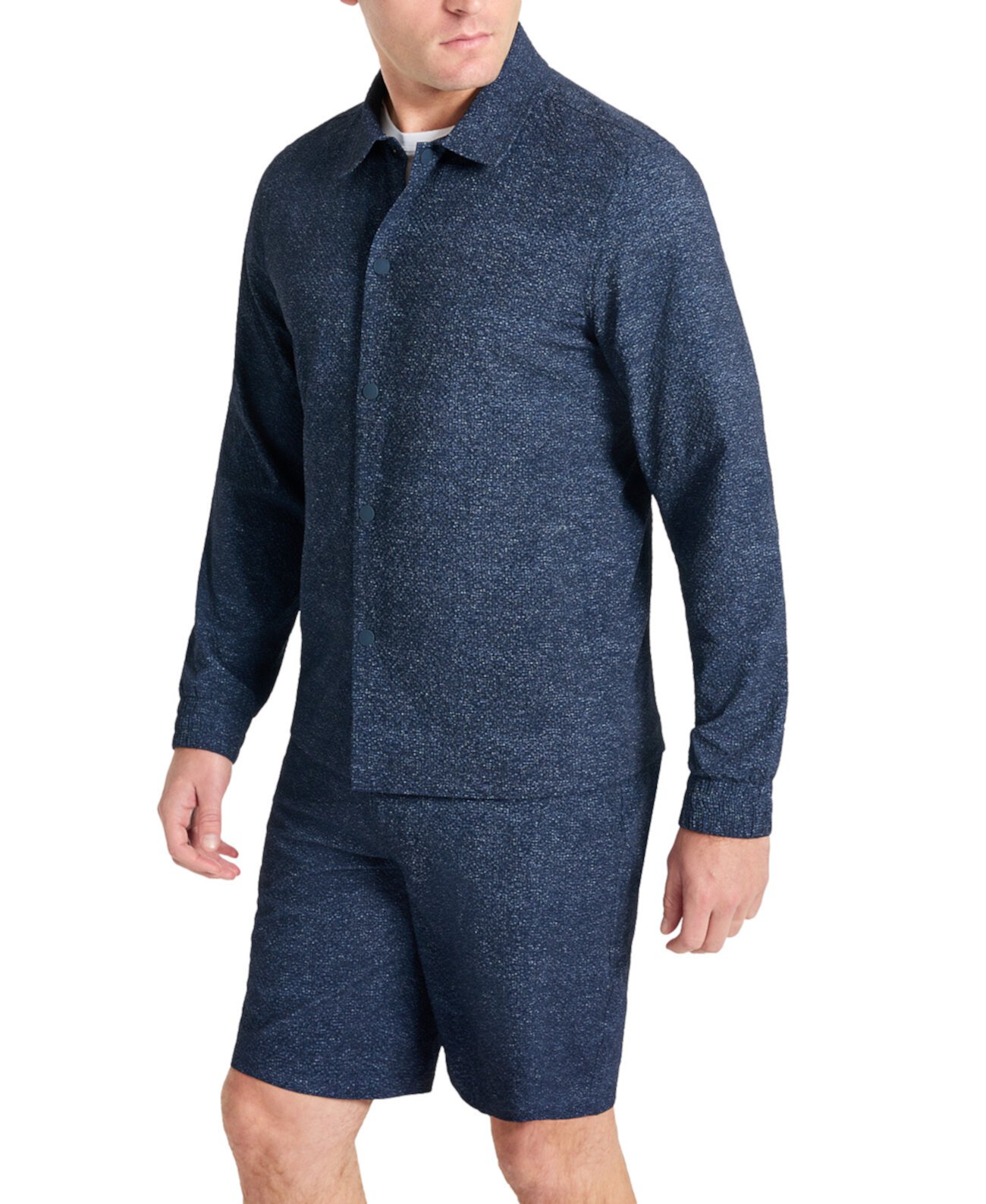 Мужская эластичная водостойкая куртка-рубашка из жатого хлопка с принтом в четырех направлениях Kenneth Cole